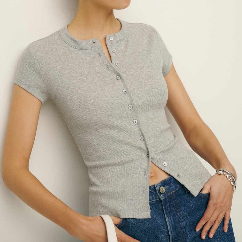 Reformation Raelynn Knit Top Grey - Size S